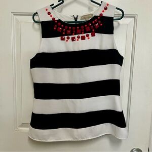 5/$20 Banana Republic Embellished Black and White Sleeveless Blouse